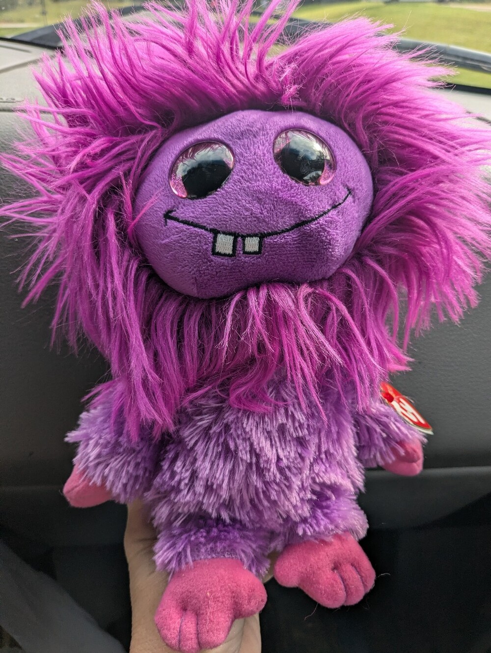 Ty Purple Fuzzy Monster Plush - Bright Magenta Hair